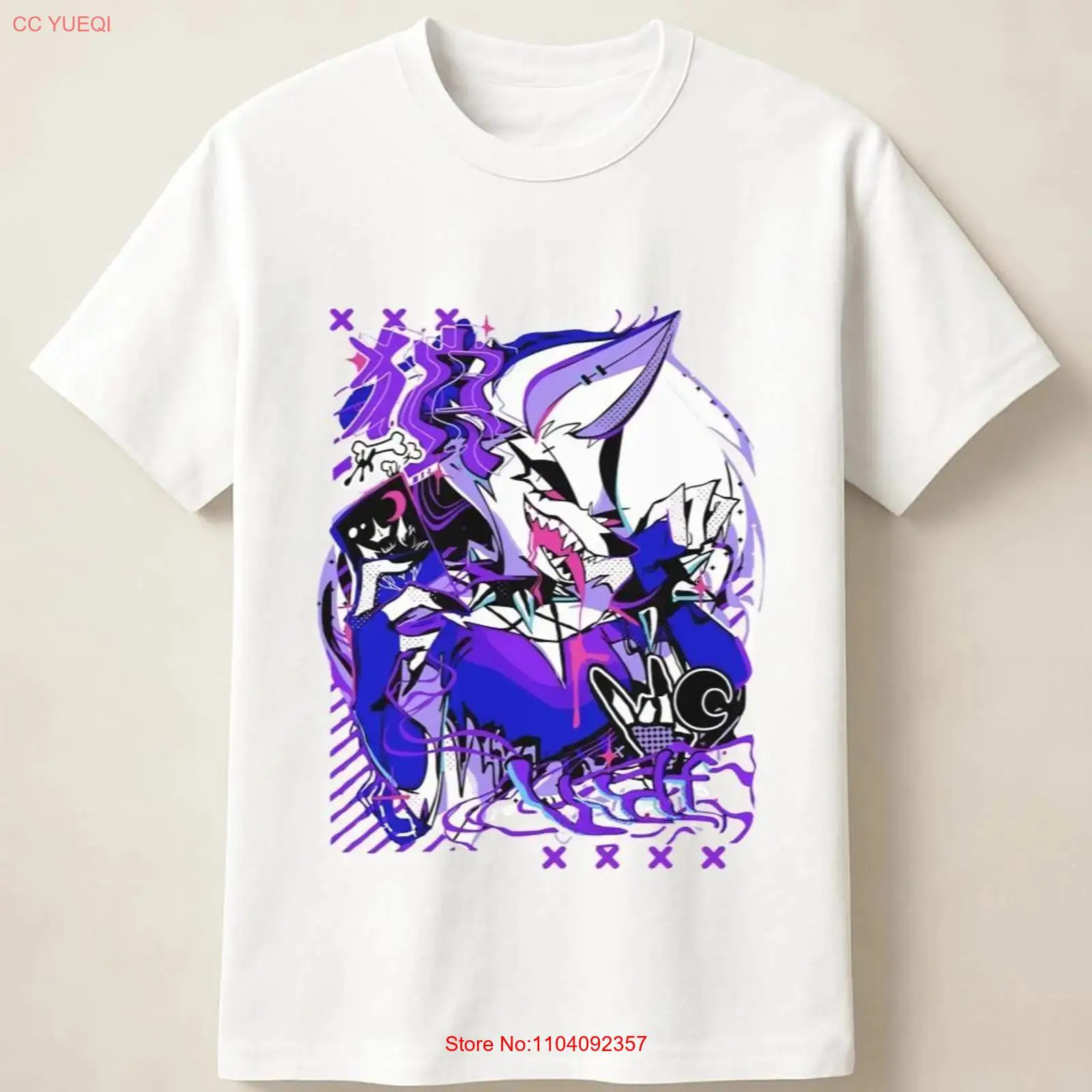 Vintage Fashion Art - Purple Anime Wolf in Graffiti Poster