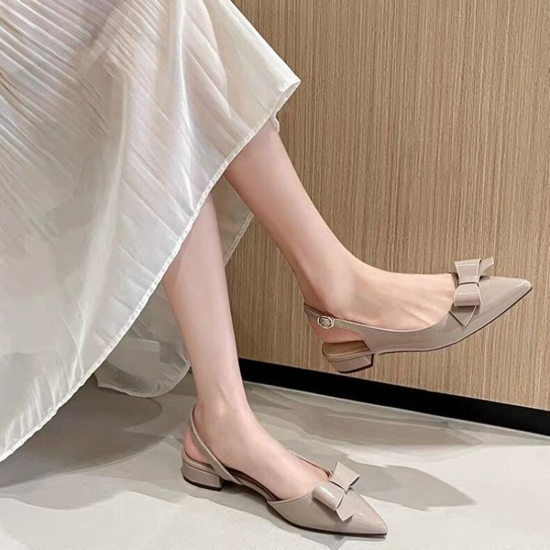 Vintage Fashion Heels - Bow Gentle Medium Heel Baotou Single