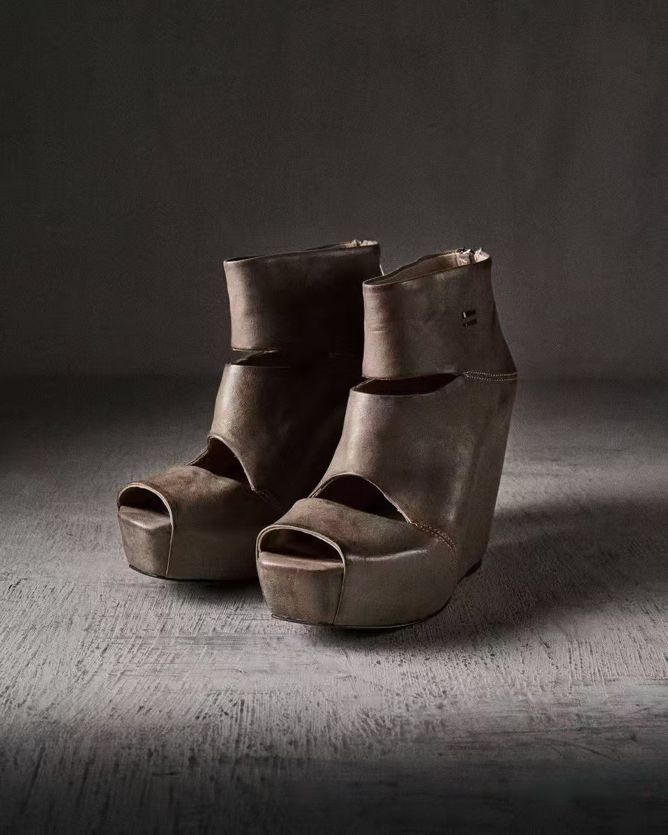 Vintage Fashion Heels - Summer New Women's Vintage Grey Distress