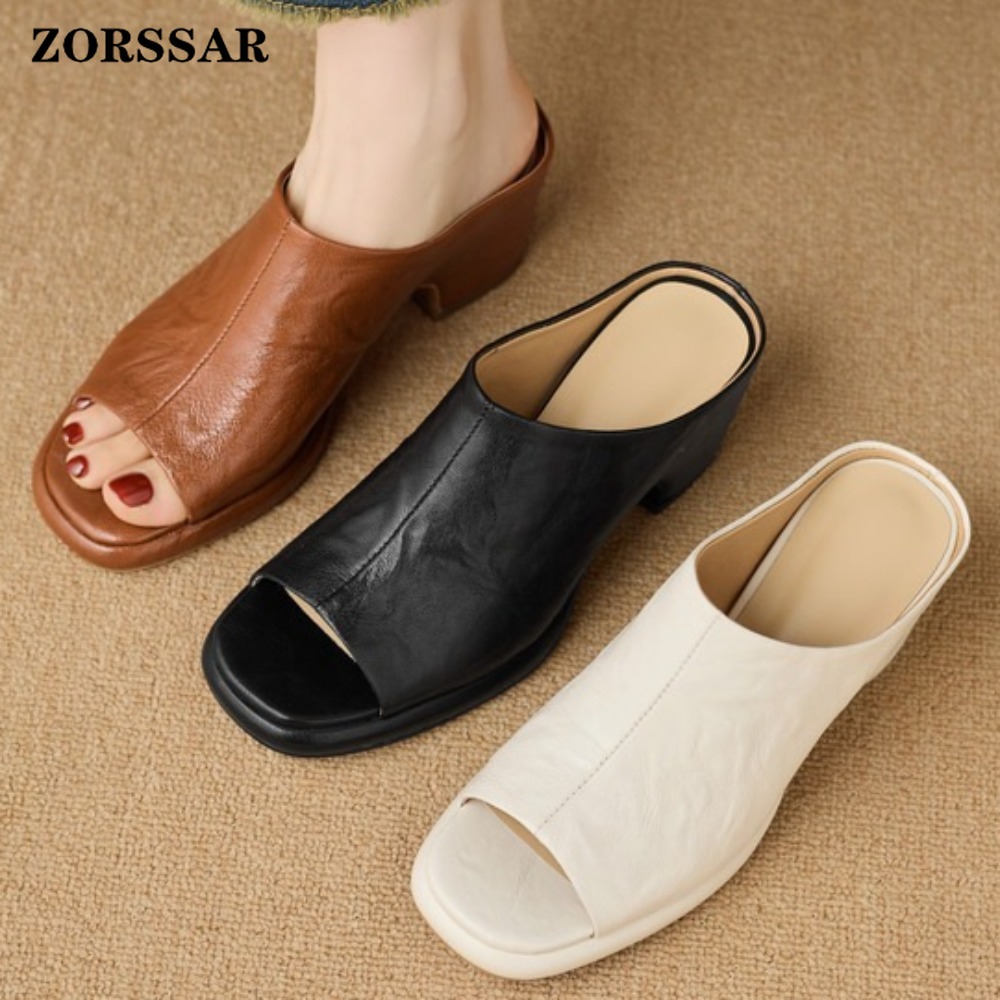 Vintage Fashion Heels - Women's Vintage Platform Chunky Heel Mules,
