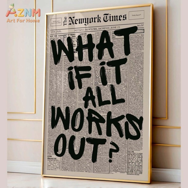 Vintage Fashion Wall Art - AZNM Vintage Newspaper Background Canvas Print