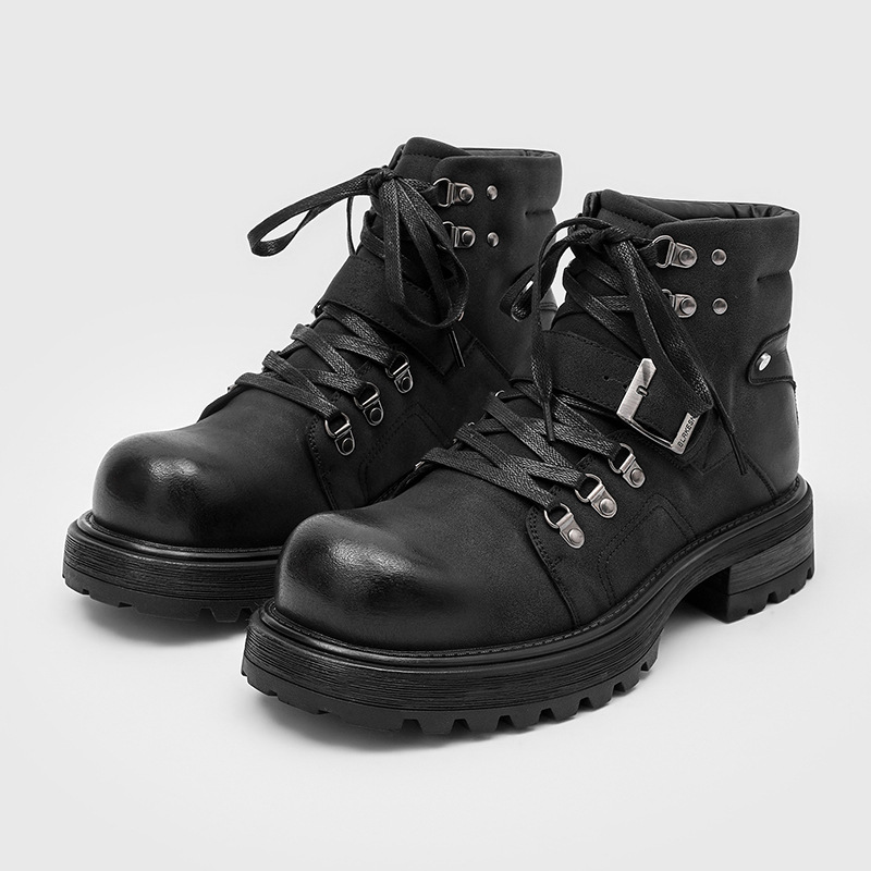 Vintage Fashion Luxury - Brand Men Leather Boots Motorcycle Snow