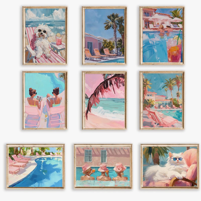 Vintage Fashion Wall Art - Vintage Girly Summer Pool Party Poster
