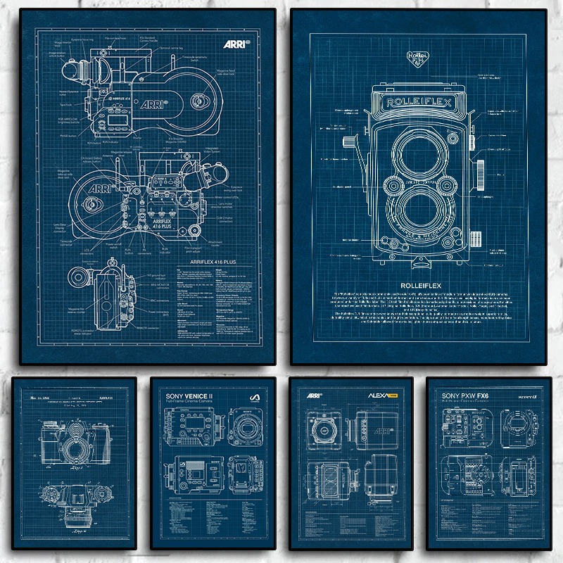 Vintage Fashion Wall Art - Vintage Leica Camera Blueprint Poster Photography