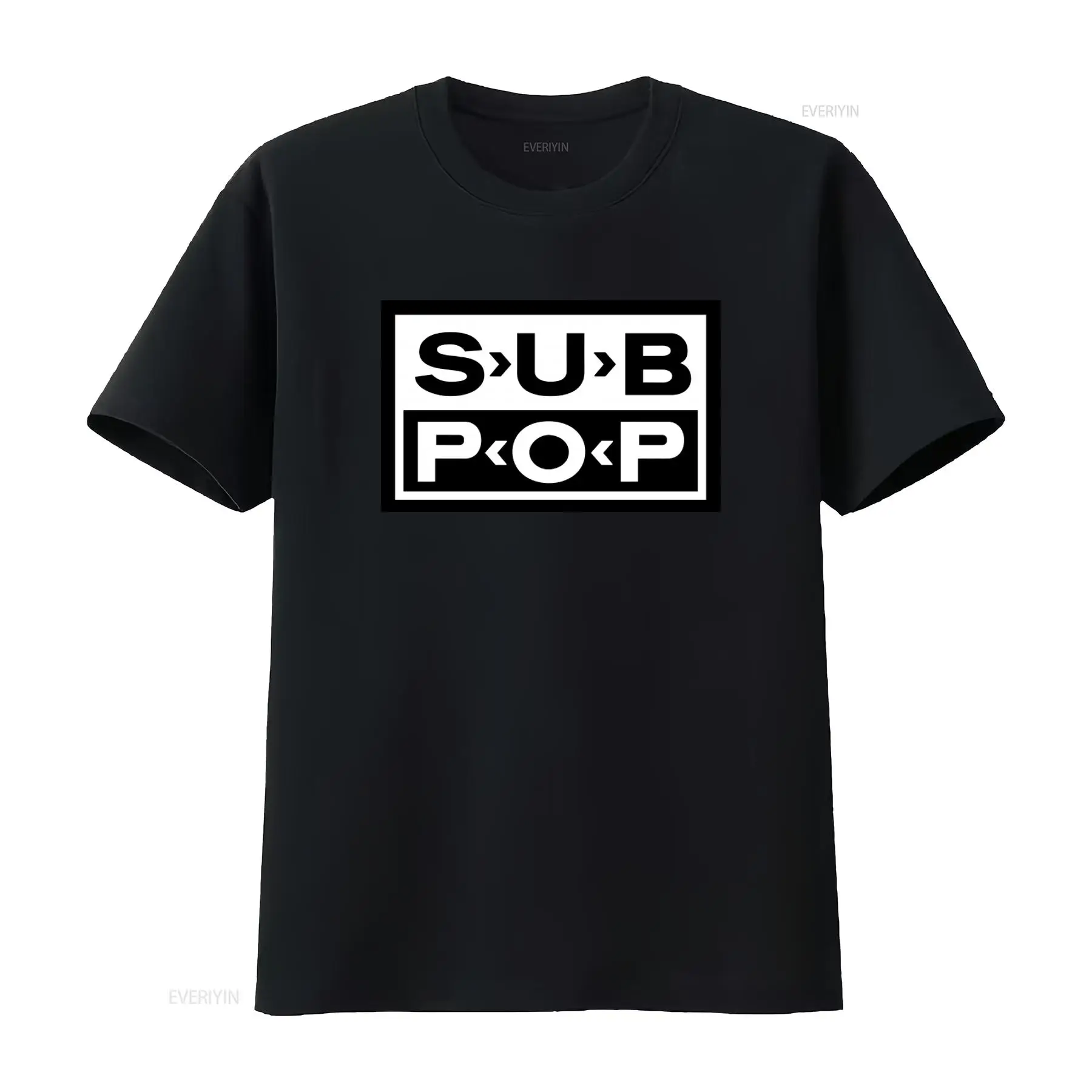 Sub Pop Logo T Shirt Black wit - Vintage Fashion Logo ulasan dan harga