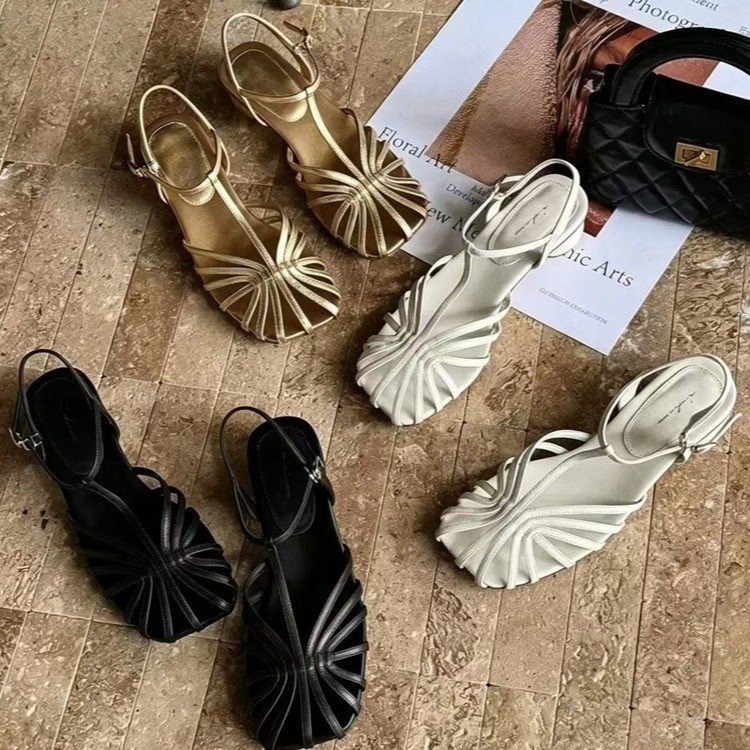 French-style Vintage Woven Toe - Vintage Fashion Heels ulasan dan harga
