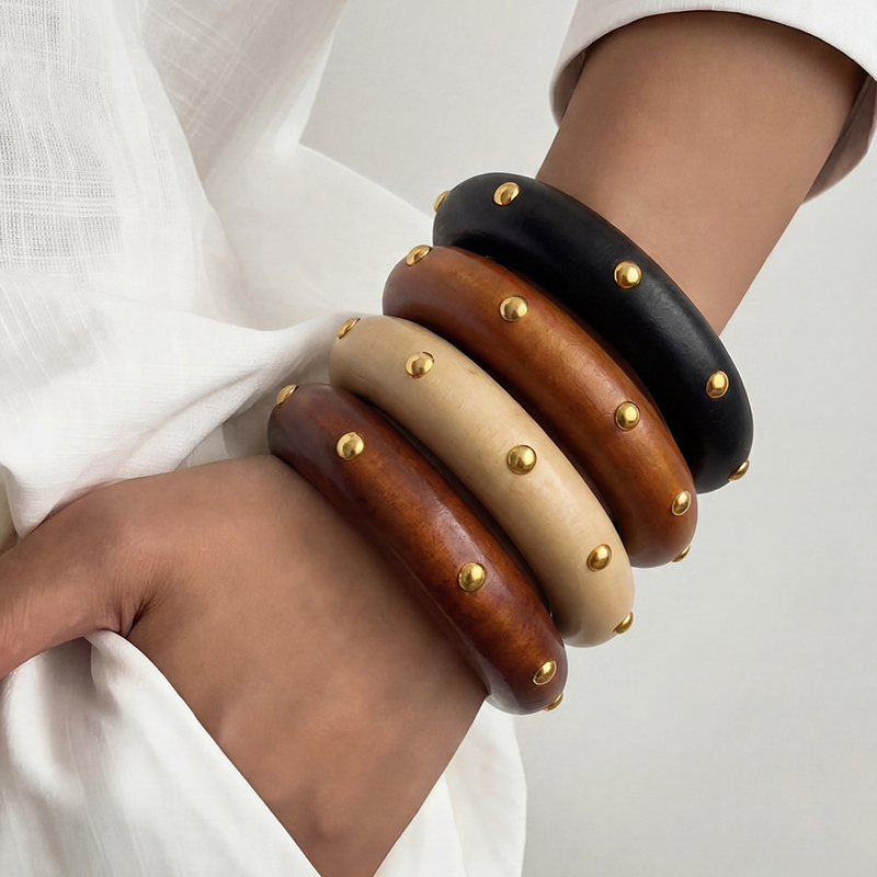 1/4pcs/set  Multi-Color Wooden - Vintage Fashion Look ulasan dan harga