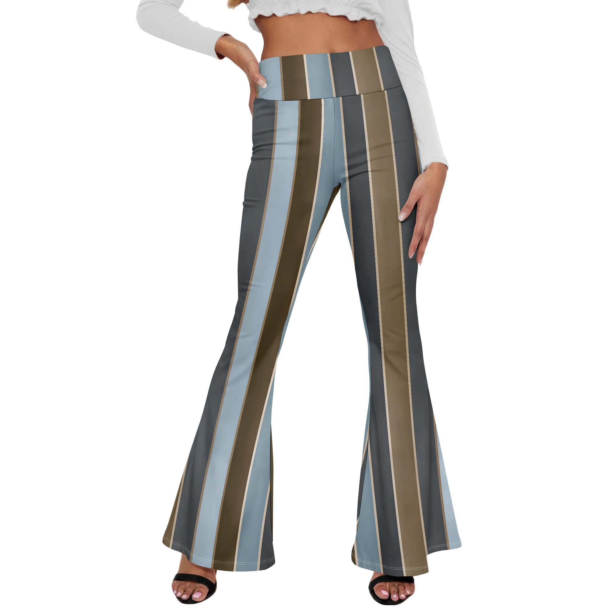 Striped High Waist Flare Pants - Wide Leg Trouser 70S ulasan dan harga
