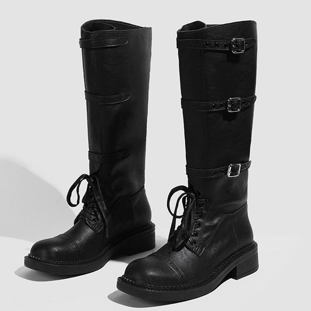 Women's Knee High Boots Vintag - Vintage Fashion Heels ulasan dan harga