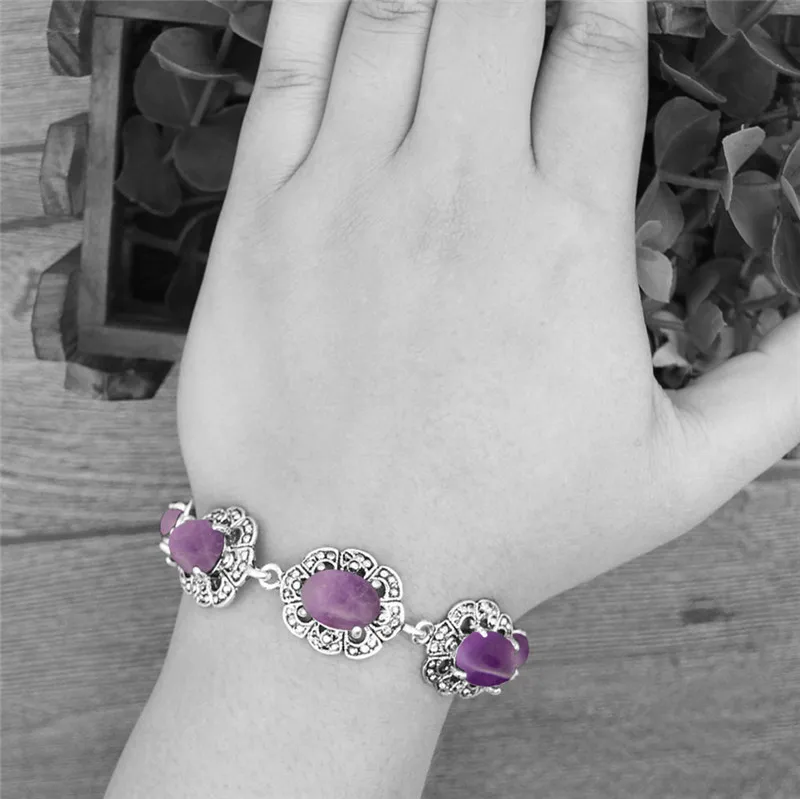 Oval Amethysts Bracelet Plum F - Vintage Fashion Look ulasan dan harga