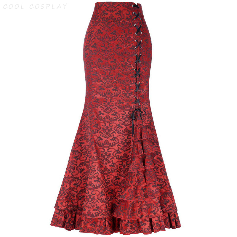 Long Skirts Women Punk Fish Ta - Vintage Victorian Fashion ulasan dan harga