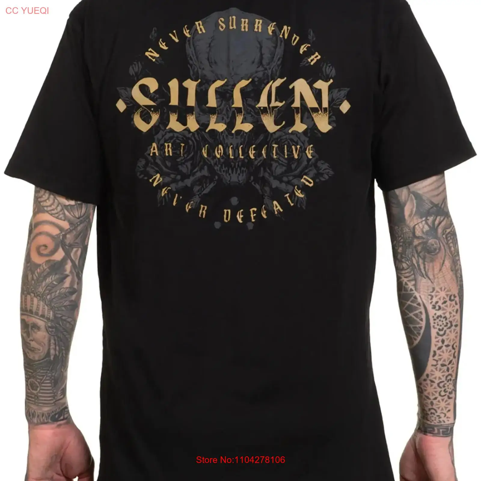 Sullen Men's Never Defeated  P - Vintage Fashion Logo ulasan dan harga