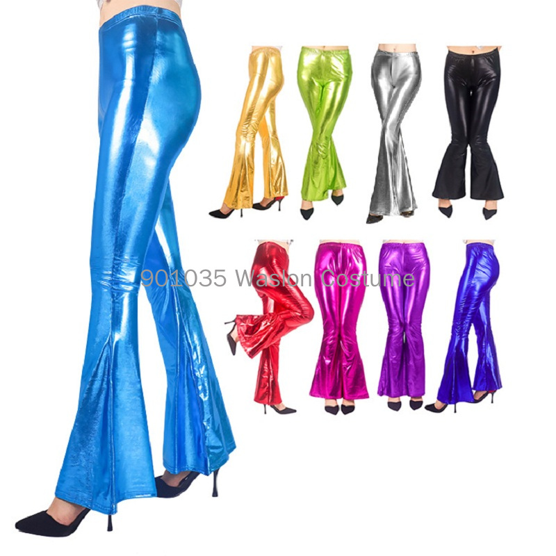 Women Shiny Flare Trousers Las - Wide Leg Trouser 70S ulasan dan harga