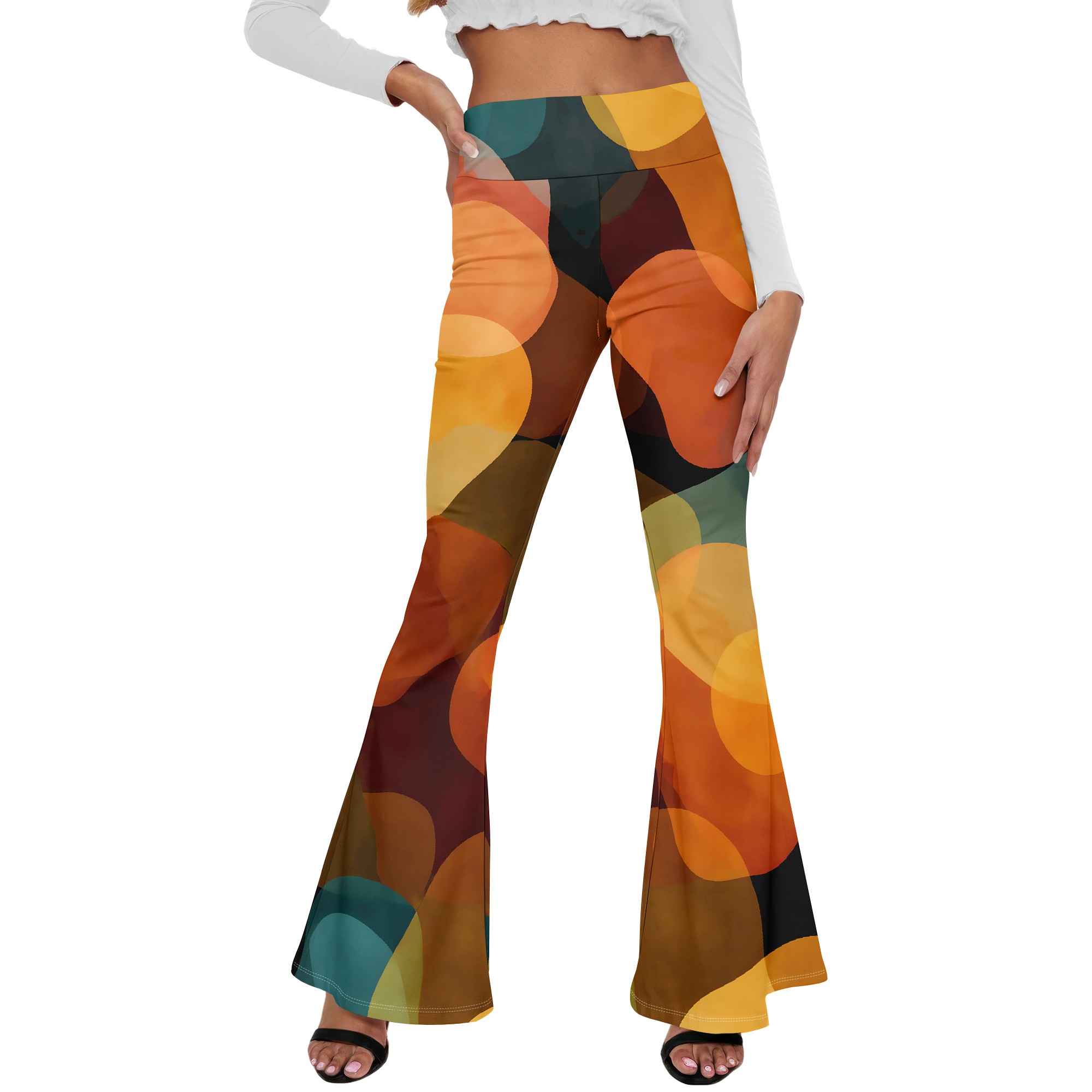 Retro Print Wide Leg Pants, Vi - Wide Leg Trouser 70S ulasan dan harga