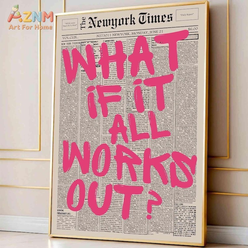 AZNM Vintage Newspaper Backgro - Vintage Fashion Wall Art ulasan dan harga