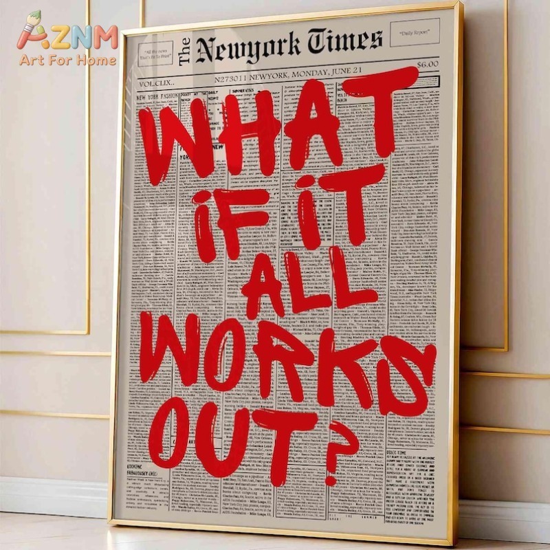 AZNM Vintage Newspaper Backgro - Vintage Fashion Wall Art ulasan dan harga