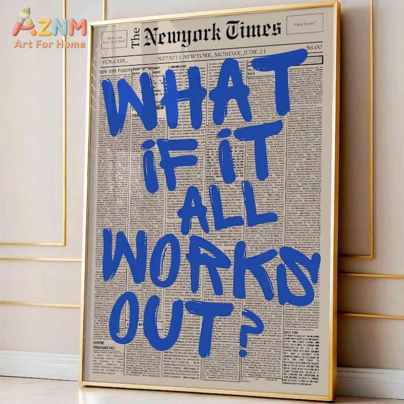 AZNM Vintage Newspaper Backgro - Vintage Fashion Wall Art ulasan dan harga