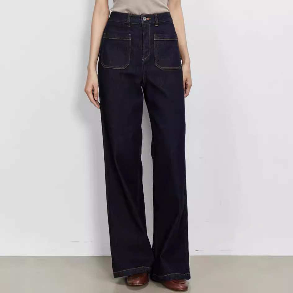 High Waist Wide Leg Blue Denim - Wide Leg Trouser 70S ulasan dan harga