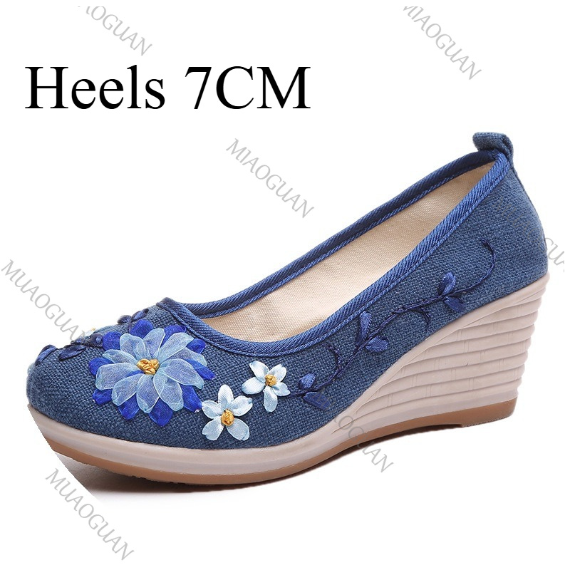 Embroidered Women Comfort Wedg - Vintage Fashion Heels ulasan dan harga