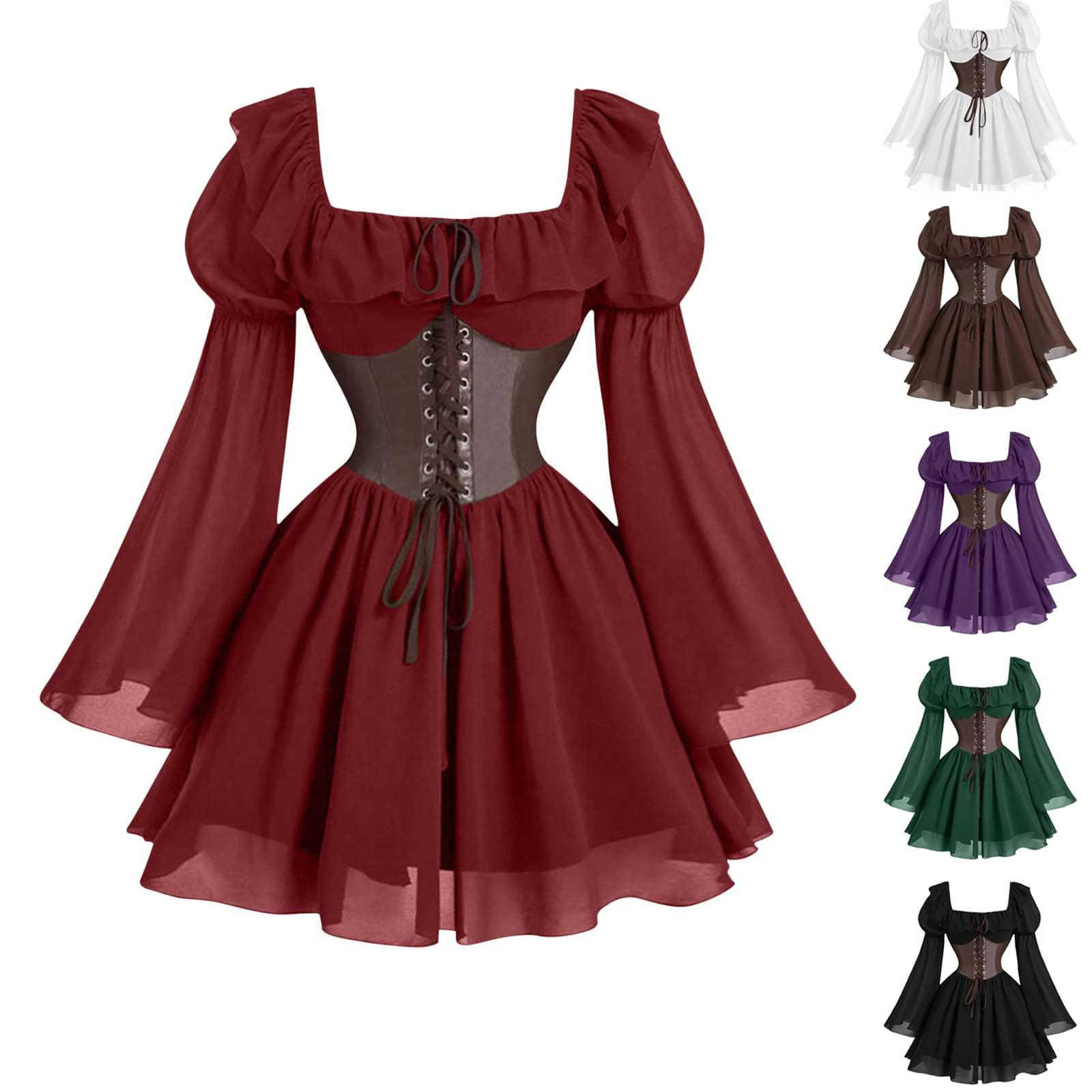 Renaissance Medieval Long Slee - Vintage Victorian Fashion ulasan dan harga