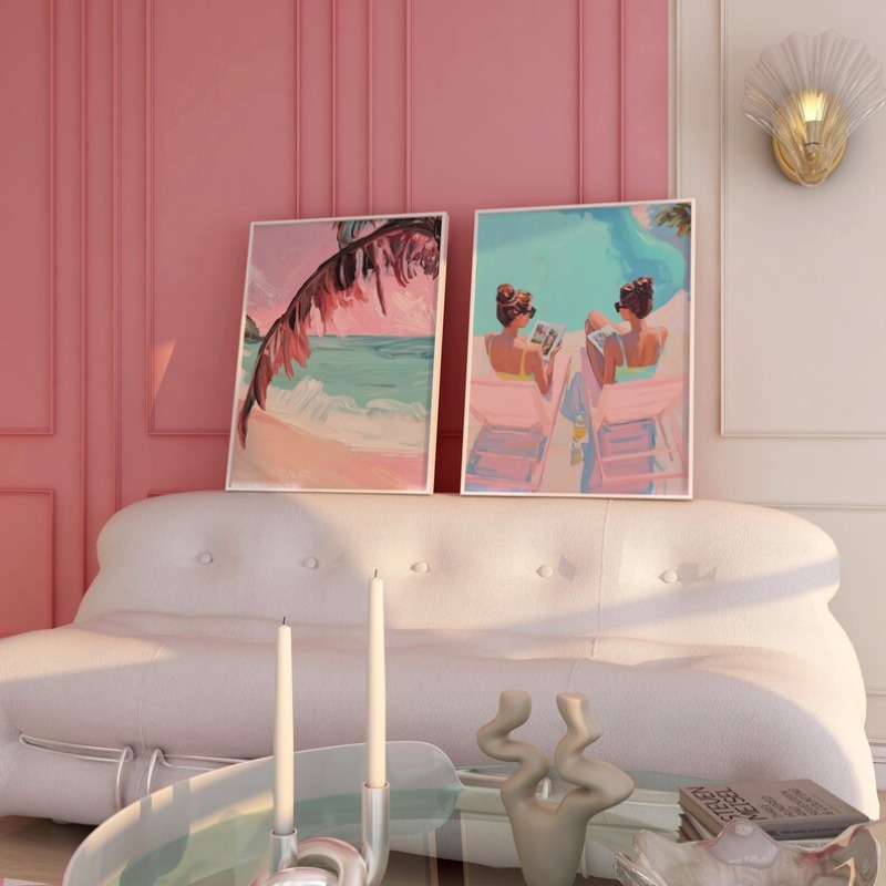 Vintage Girly Summer Pool Part - Vintage Fashion Wall Art ulasan dan harga