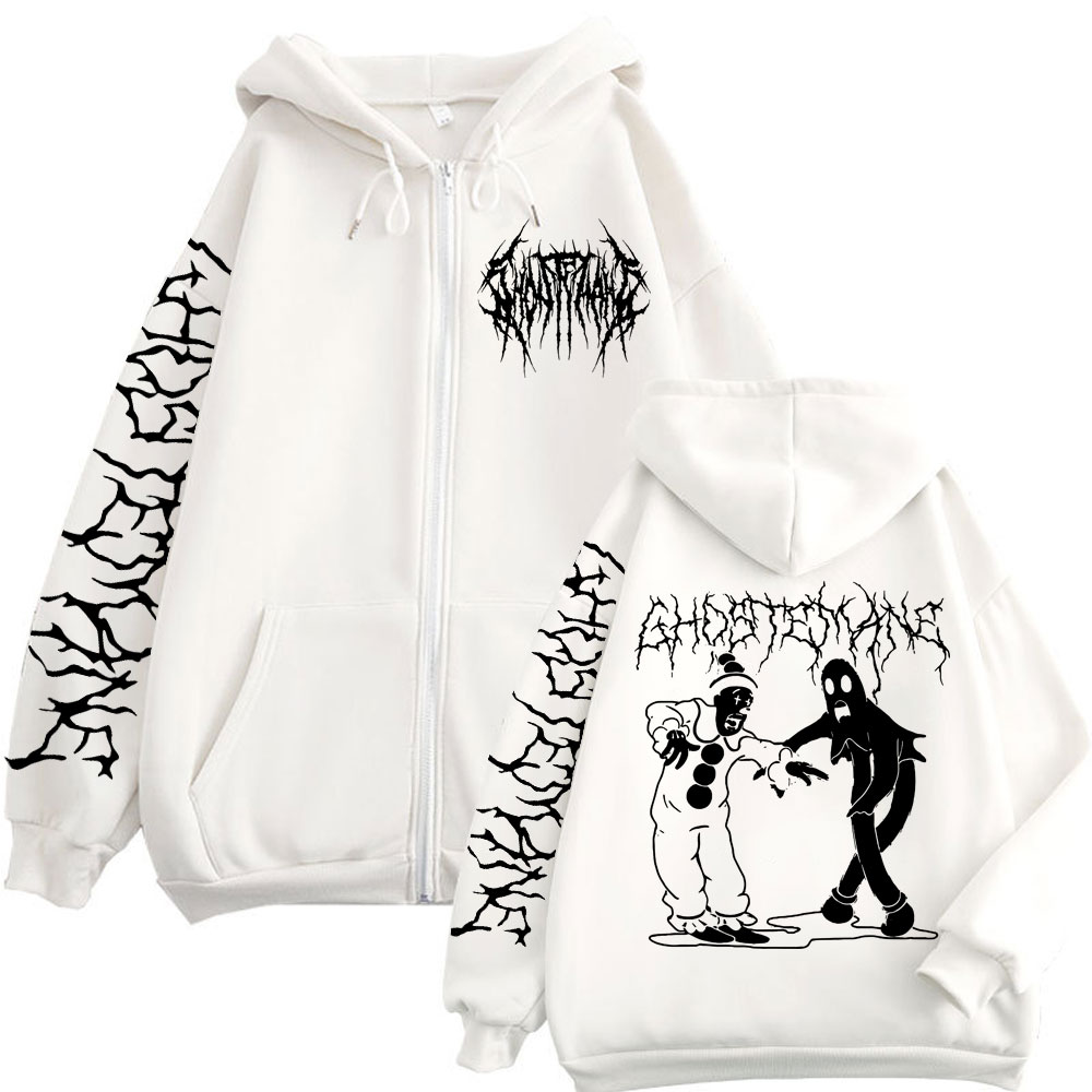 Ghostemane Print Zipper Hoodie - Vintage Fashion Pop Up ulasan dan harga