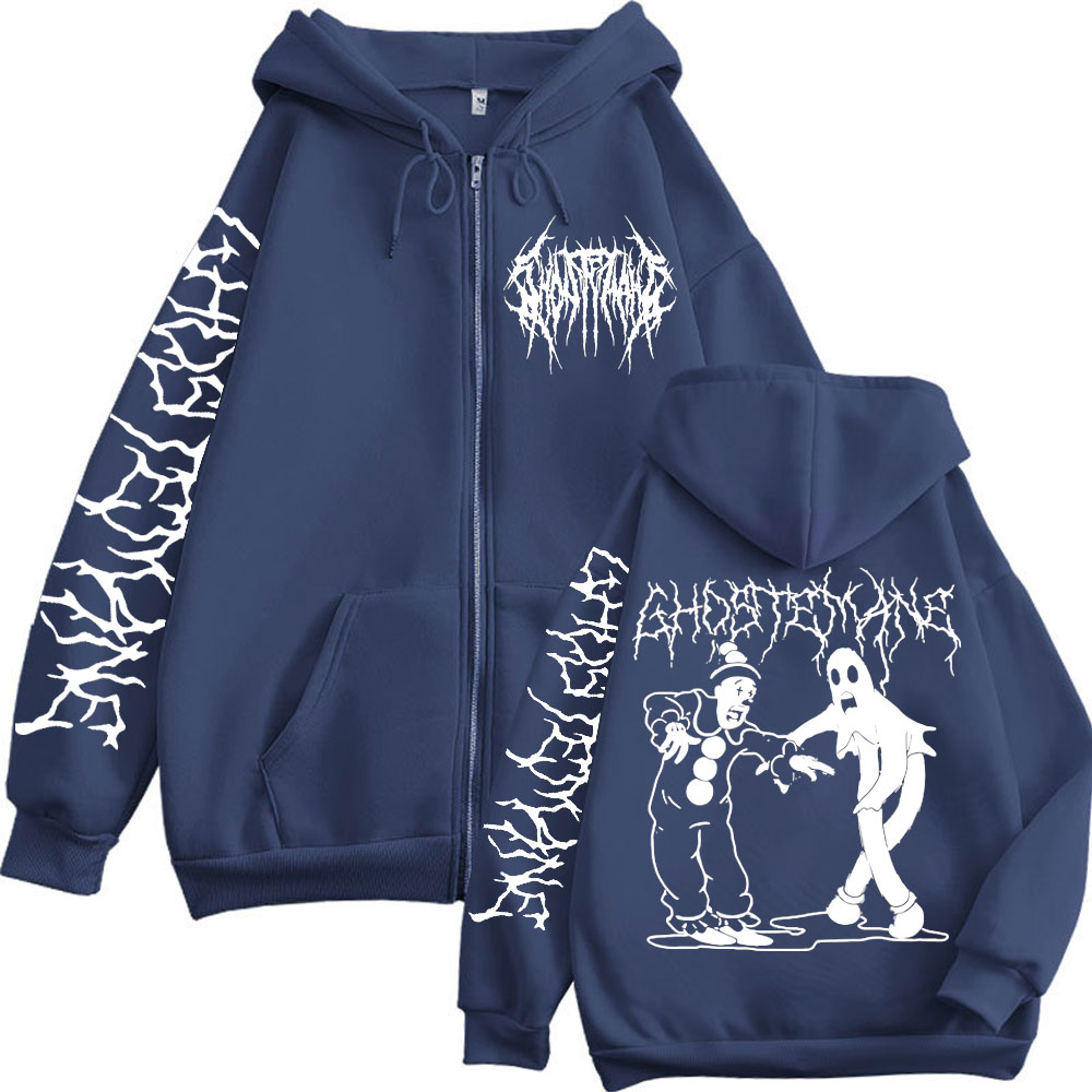 Ghostemane Print Zipper Hoodie - Vintage Fashion Pop Up ulasan dan harga