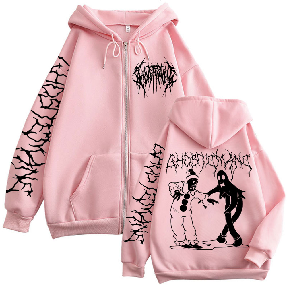 Ghostemane Print Zipper Hoodie - Vintage Fashion Pop Up ulasan dan harga