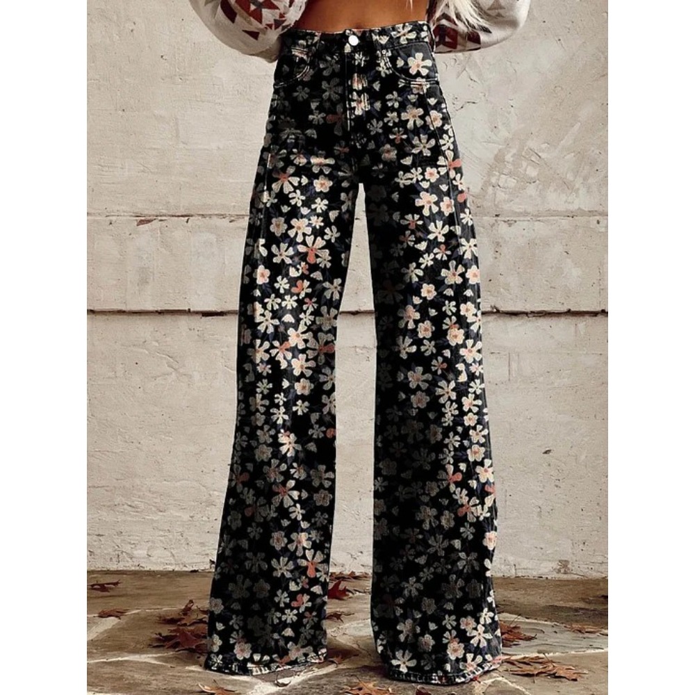 Women's Cute Retro Wave Daisy  - Wide Leg Trouser 70S ulasan dan harga