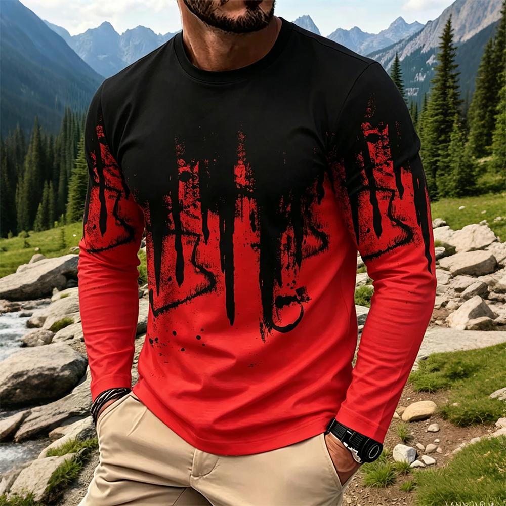 Men's Gradient Ink Splash Long - Vintage Fashion Streetwear ulasan dan harga