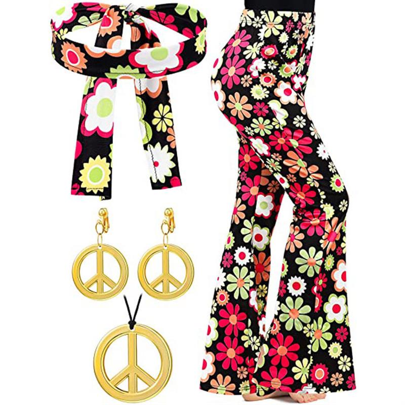 Bohemian Print Flared Pants Ha - Wide Leg Trouser 70S ulasan dan harga