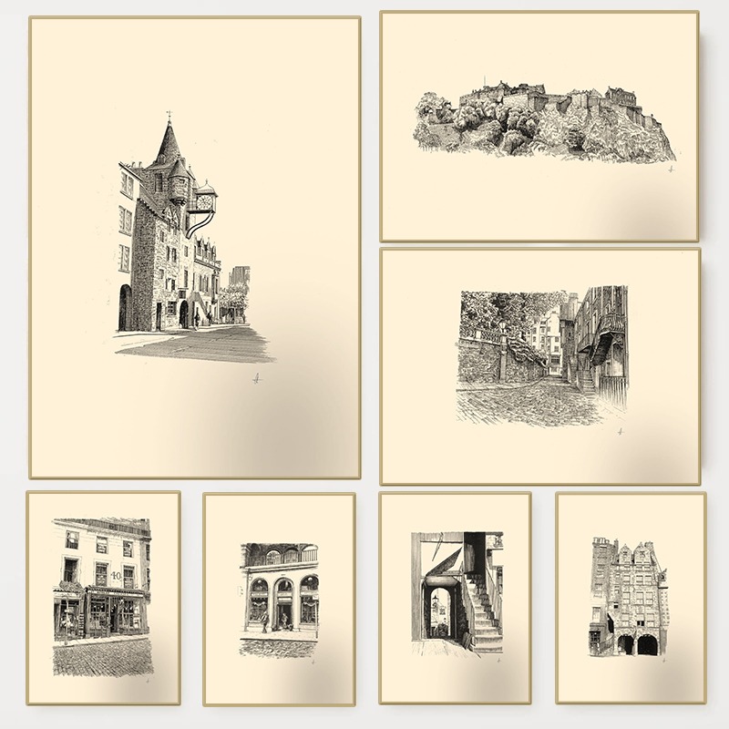 Vintage Edinburgh Castle Pen I - Vintage Fashion Wall Art ulasan dan harga