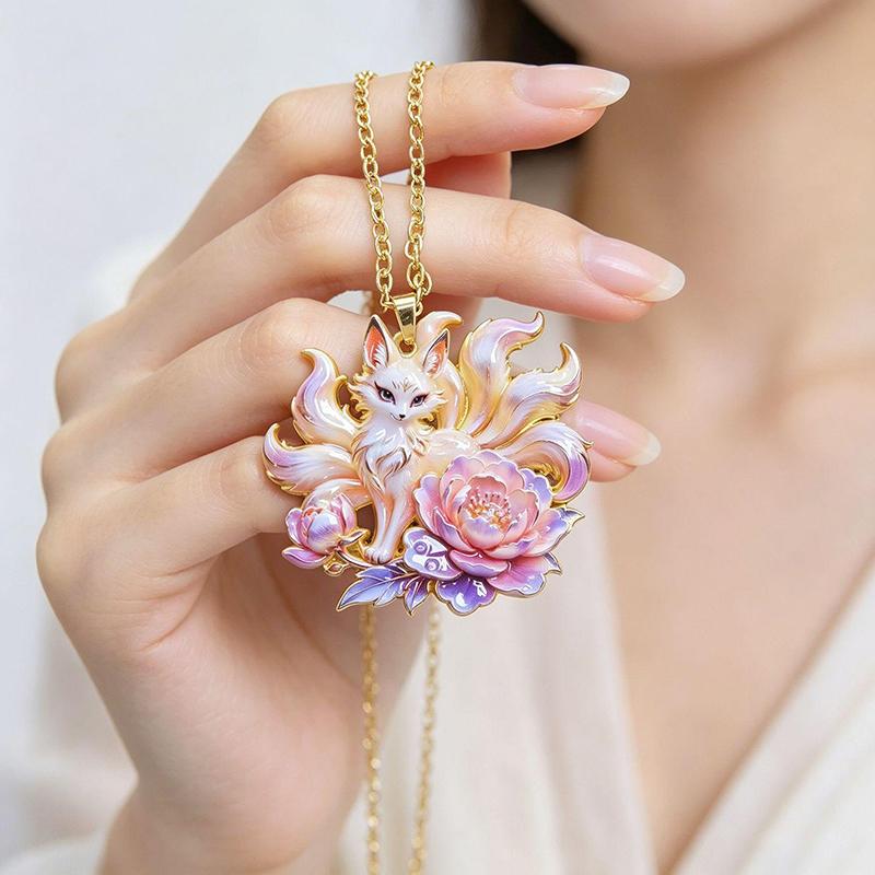 Nine Tailed Fox Enamel Pendant - Vintage Fashion Look ulasan dan harga